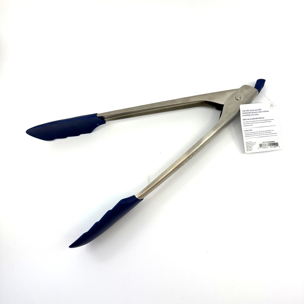 GIR Get It Right 12 Inch Ultimate Tongs Navy Blue Stainless Steel Silicone‎ New